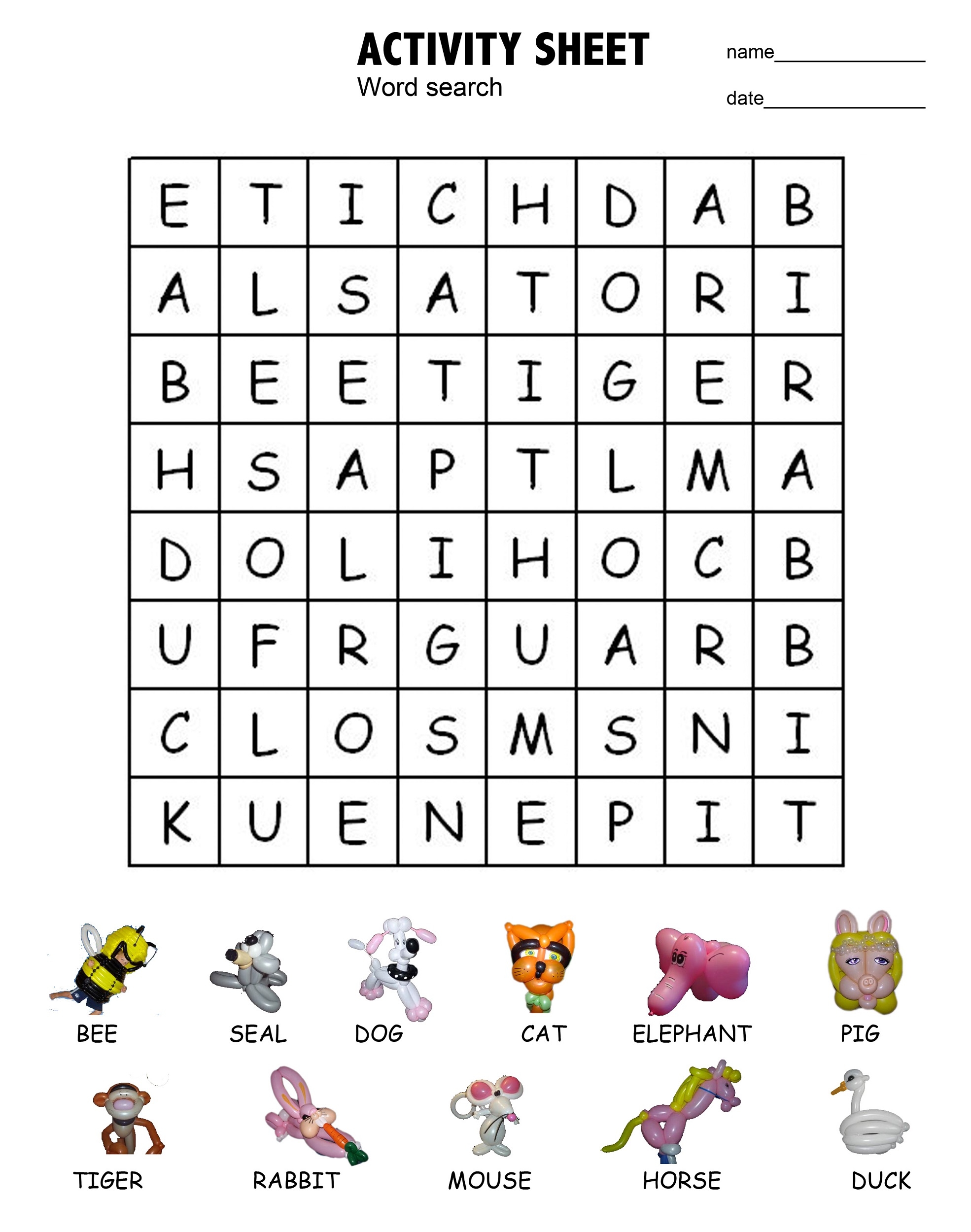 Kids Printable Word Search