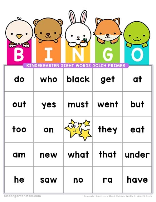 Kindergarten Sight Word BINGO Kindergarten Mom Kindergarten Sight Word BINGO Kindergarten Mom