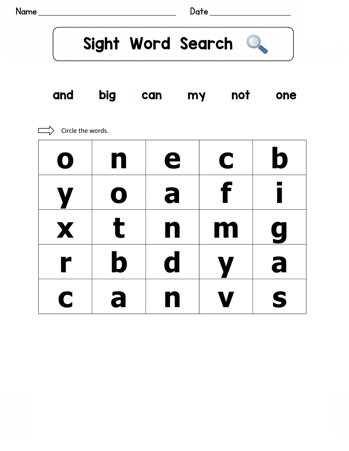 Kindergarten Sight Word Word Search Kindergarten Sight Word Word Search 