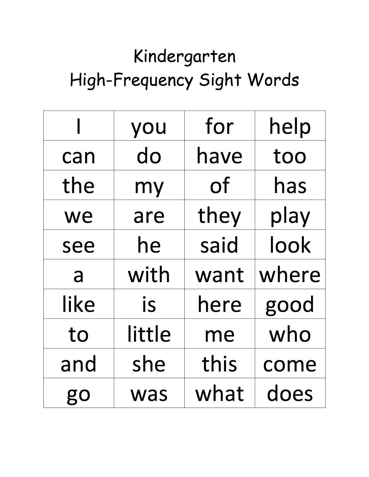 Kindergarten Sight Words Free Printable Worksheets Dkvsa