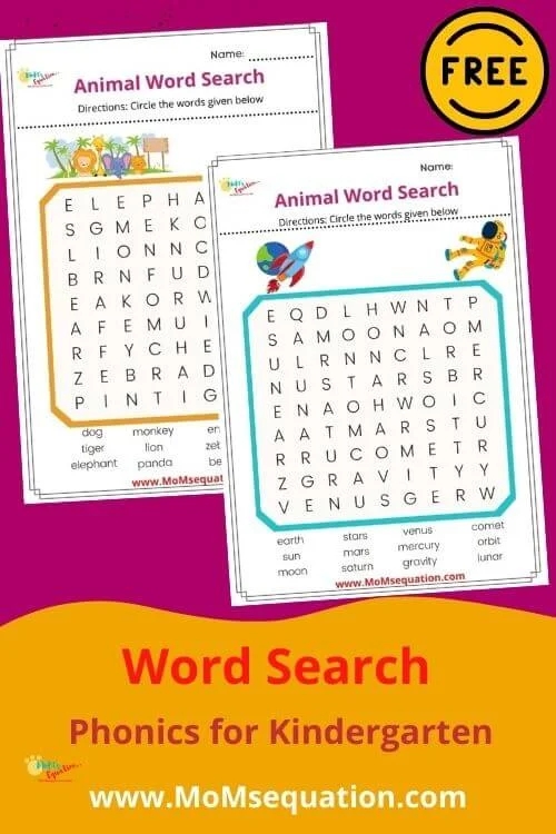 Kindergarten Word Search Puzzles Printable Word Search Maker