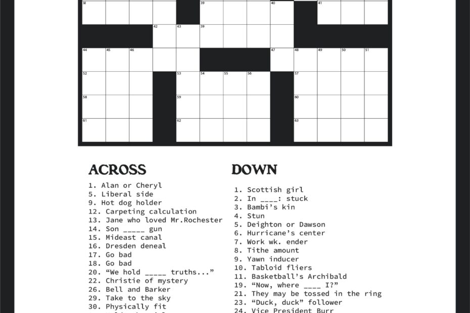 Large Print Easy Crossword Puzzles 10 Free PDF Printables Printablee