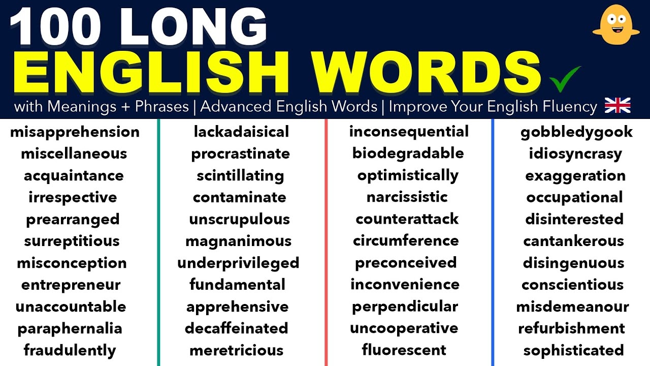 Learn 100 LONG English Vocabulary Words With Meanings Example Phrases 