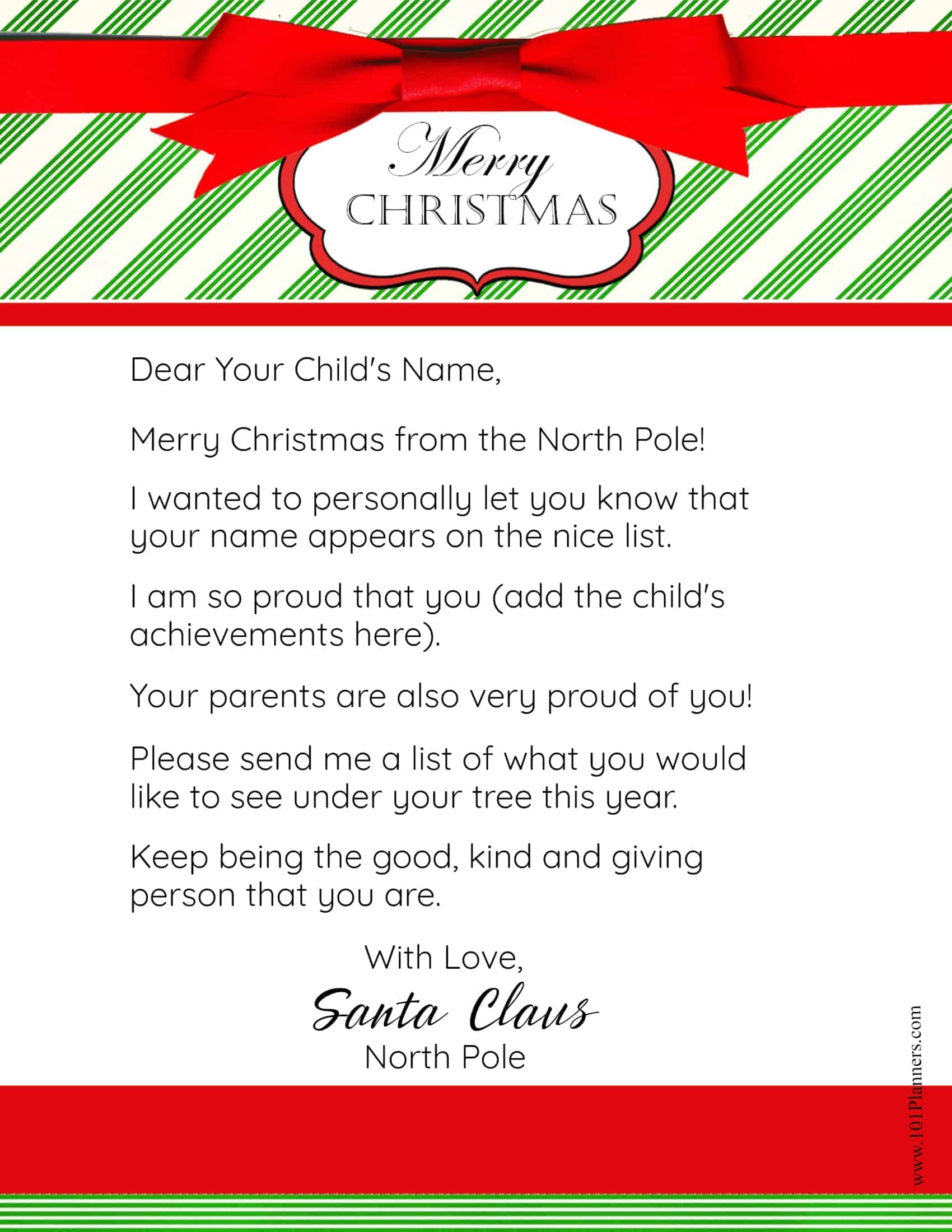 Letter From Santa Template Free Printable Printable Templates Free Letter From Santa Template Free Printable Printable Templates Free