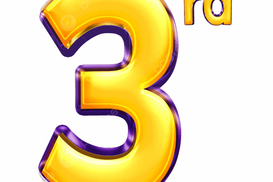 Light Golden Shiny 3rd Number Digit Vector Shiny 3d Number 3rd 3rd