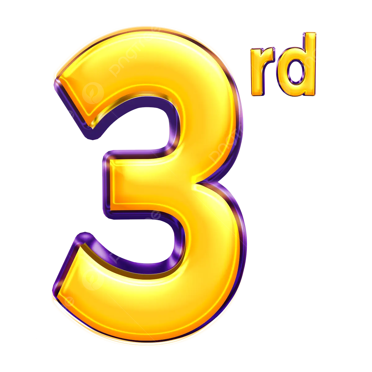 Light Golden Shiny 3rd Number Digit Vector Shiny 3d Number 3rd 3rd 