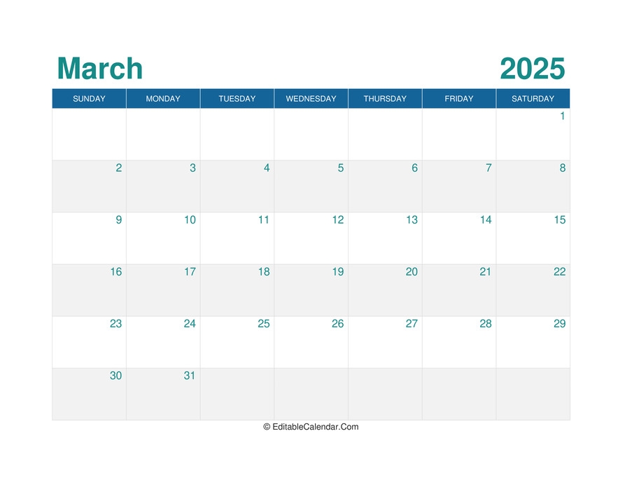 March 2025 Calendar Printable With Holidays Word List Of Calendar  March 2025 Calendar Printable With Holidays Word List Of Calendar