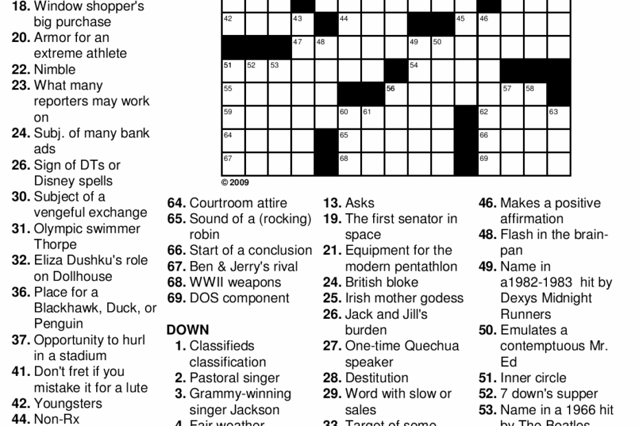 Medium Crossword Puzzles Printable