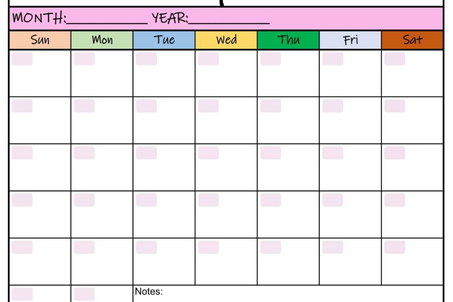 Monthly Calendar Template Printable Free Printable Templates