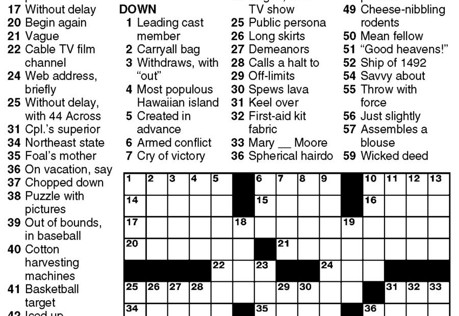 Newsday Crossword Printable