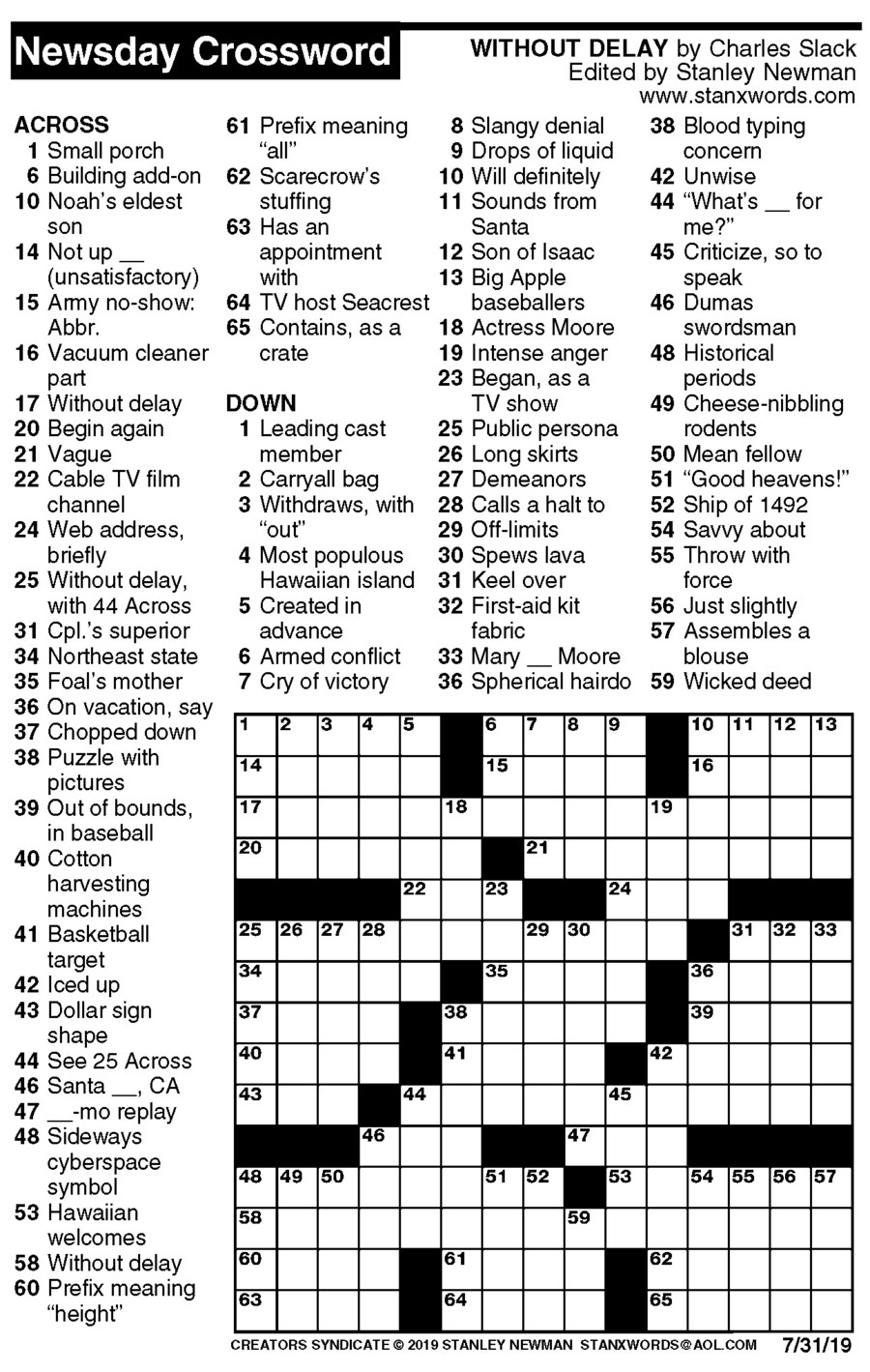 Newsday Crossword Printable Newsday Crossword Printable