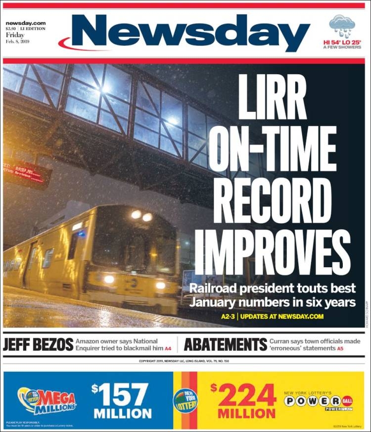 Newspaper Newsday USA Newspapers In USA Friday 39 s Edition February  Newspaper Newsday USA Newspapers In USA Friday 39 s Edition February