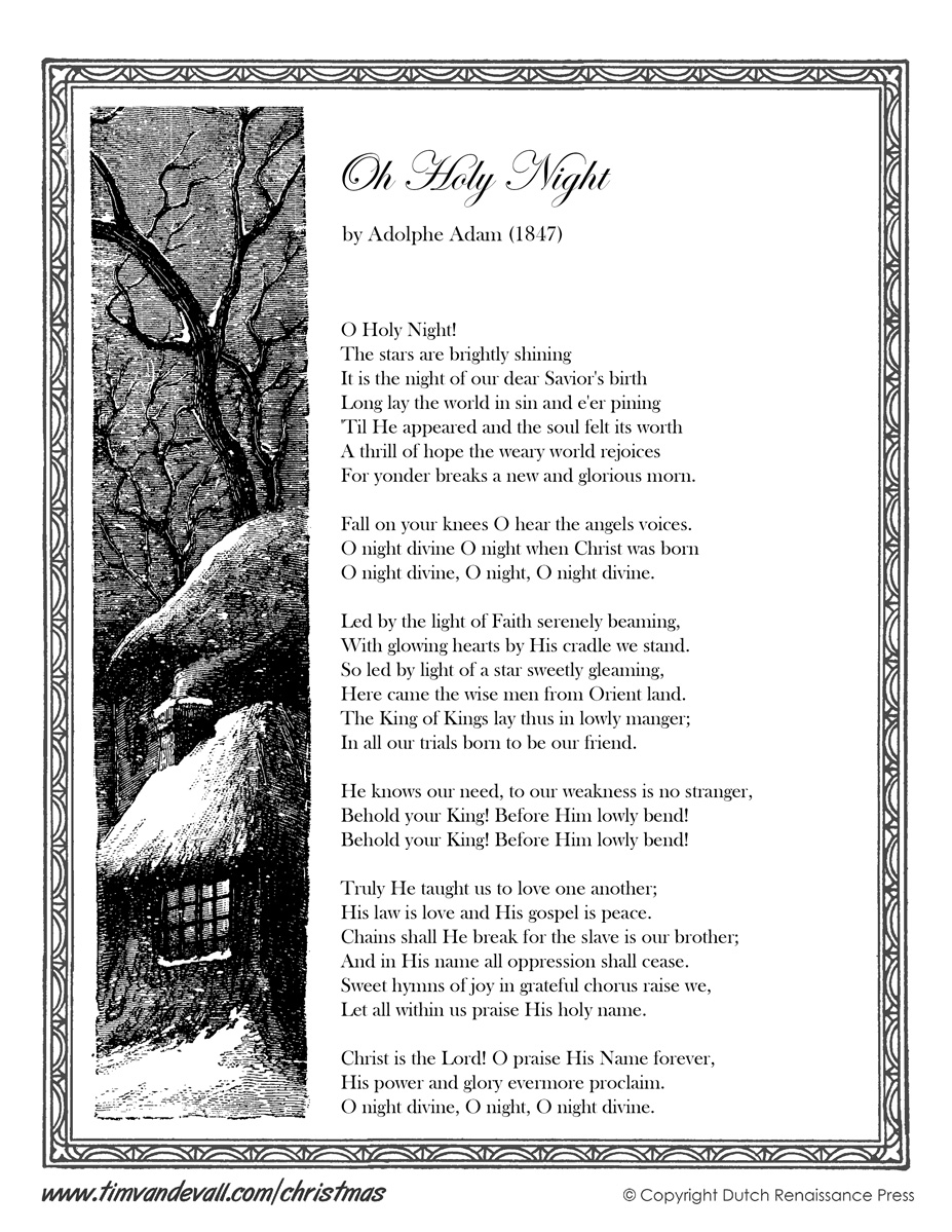 O Holy Night Lyrics Tim 39 s Printables