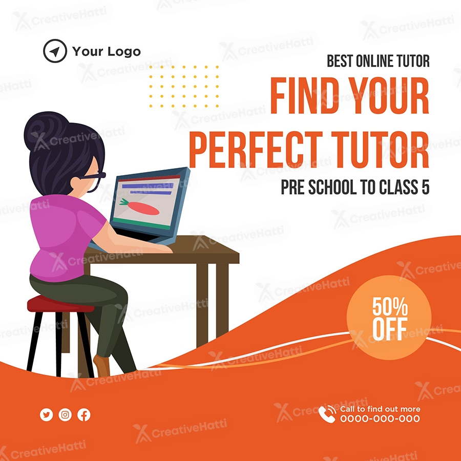 Online Education Tutor Banner Template Poster
