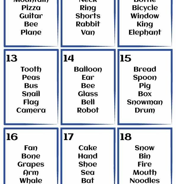 Pictionary Cards Free Printable Infoupdate