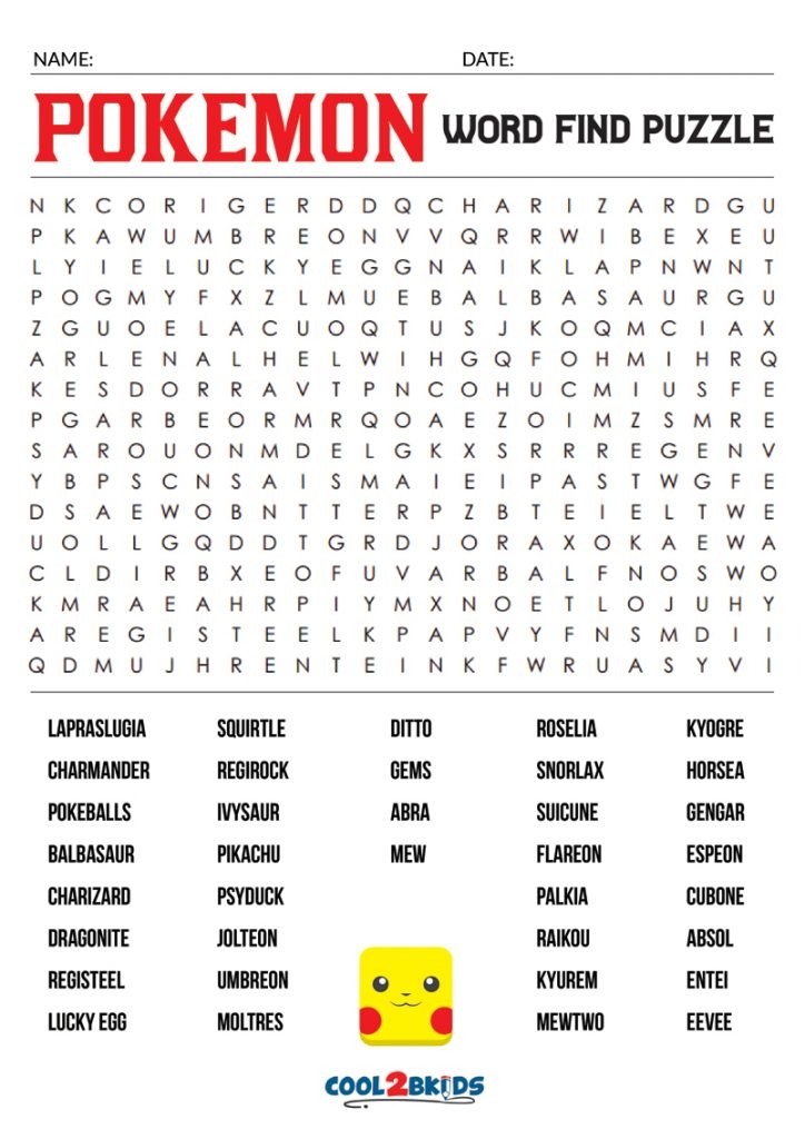 Pokemon Word Search Puzzles Printable Word Search Maker Pokemon Word Search Puzzles Printable Word Search Maker