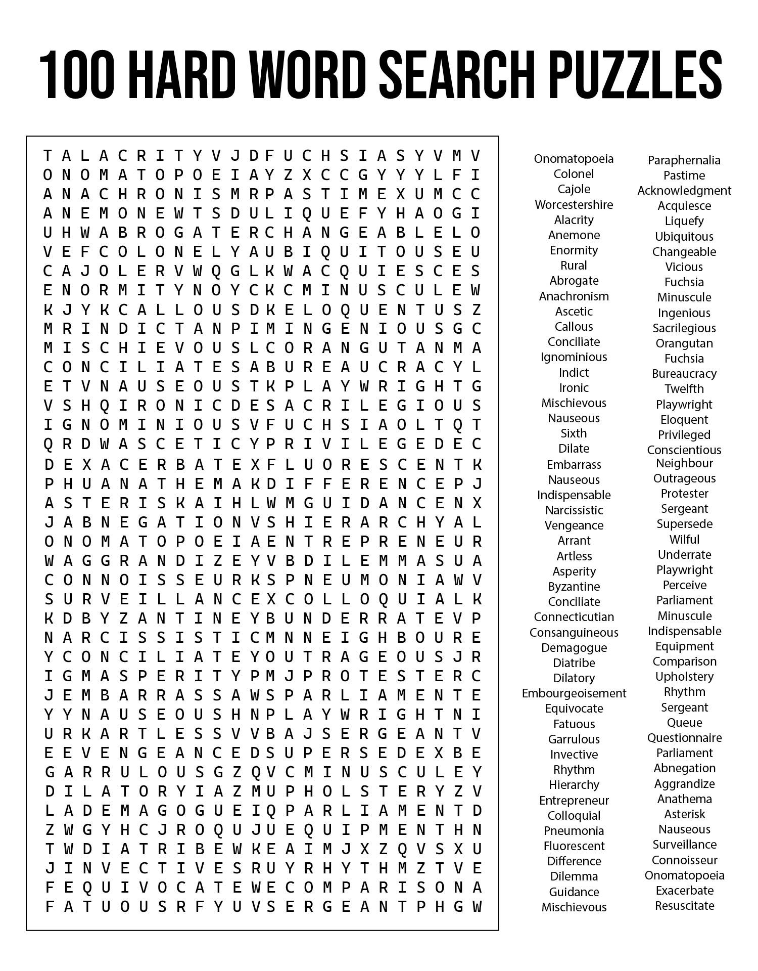 Printable 100 Hard Word Search Puzzles In 2025 Hard Words Free  Printable 100 Hard Word Search Puzzles In 2025 Hard Words Free