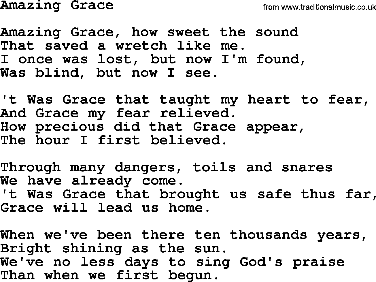 Printable Amazing Grace Lyrics