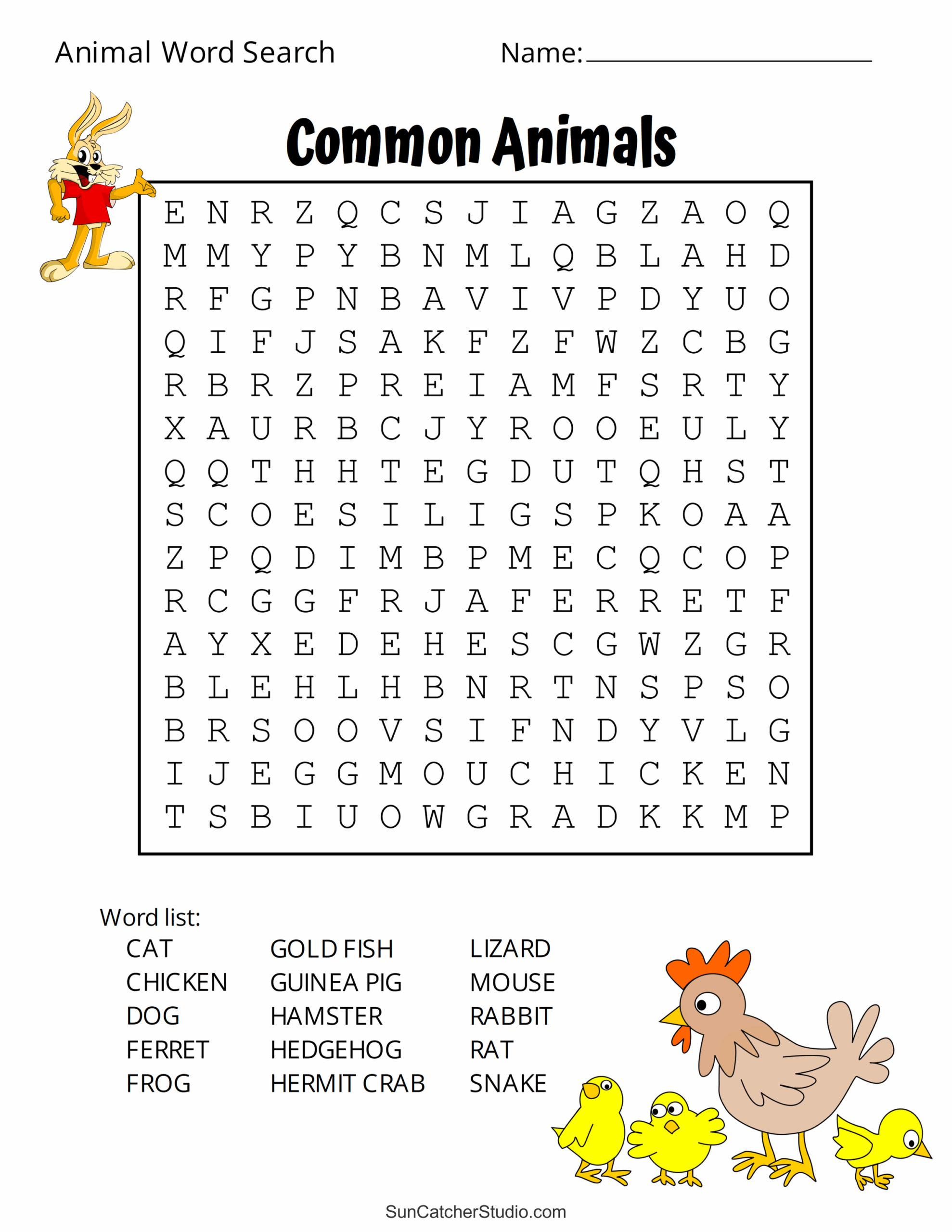 Printable Animal Word Searches