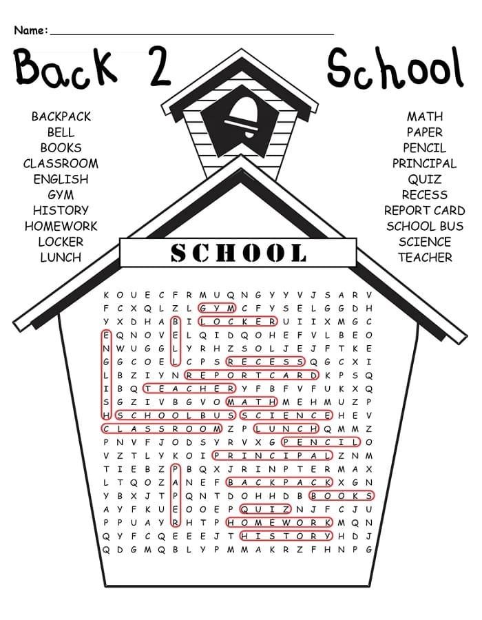 Printable Back To School Word Search Easy Free Download And Print For 