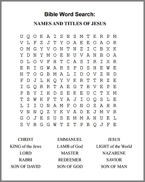 Printable Bible Word Search Puzzles Free