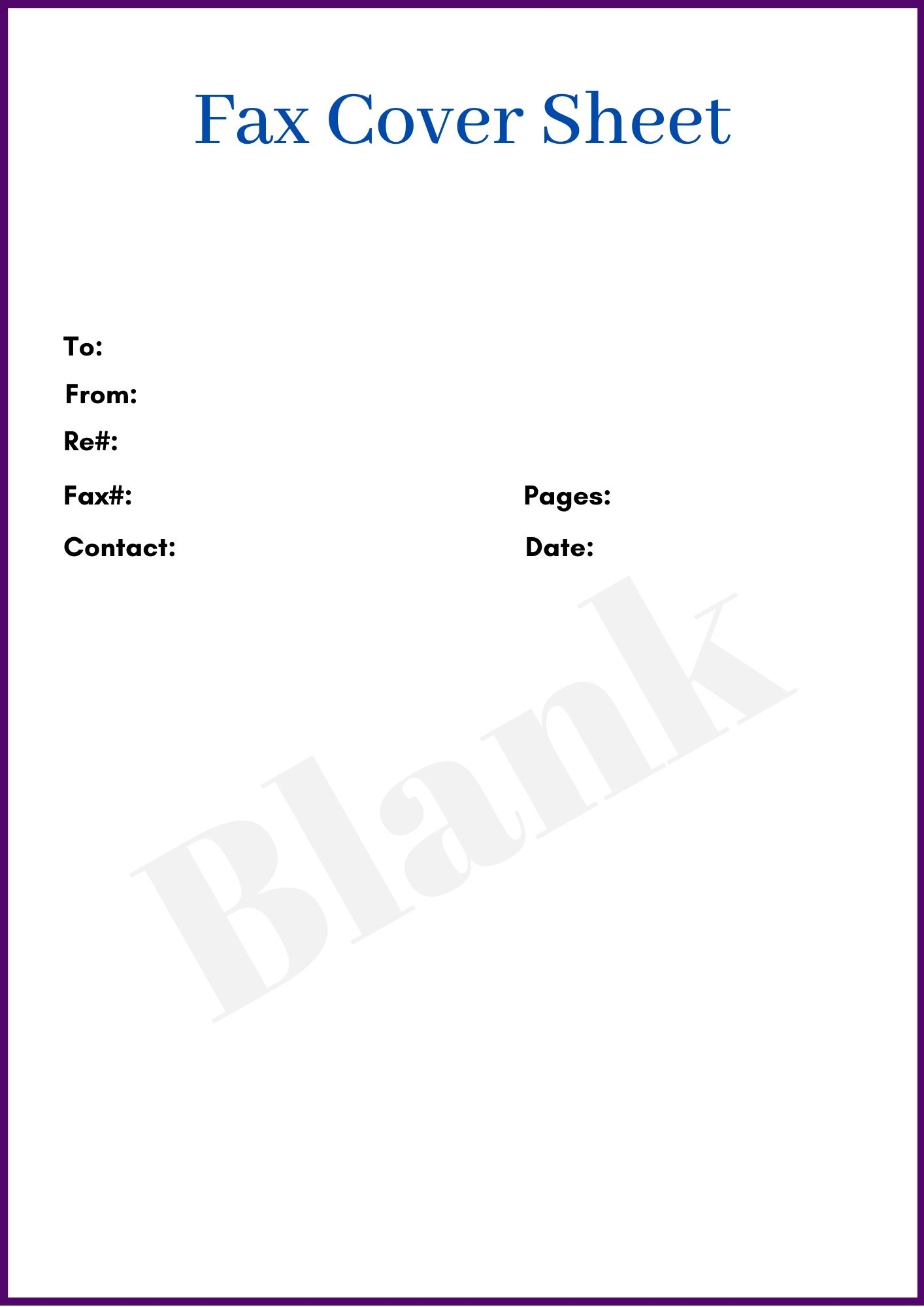 Printable Blank Fax Cover Sheet Fax Cover Sheet Template