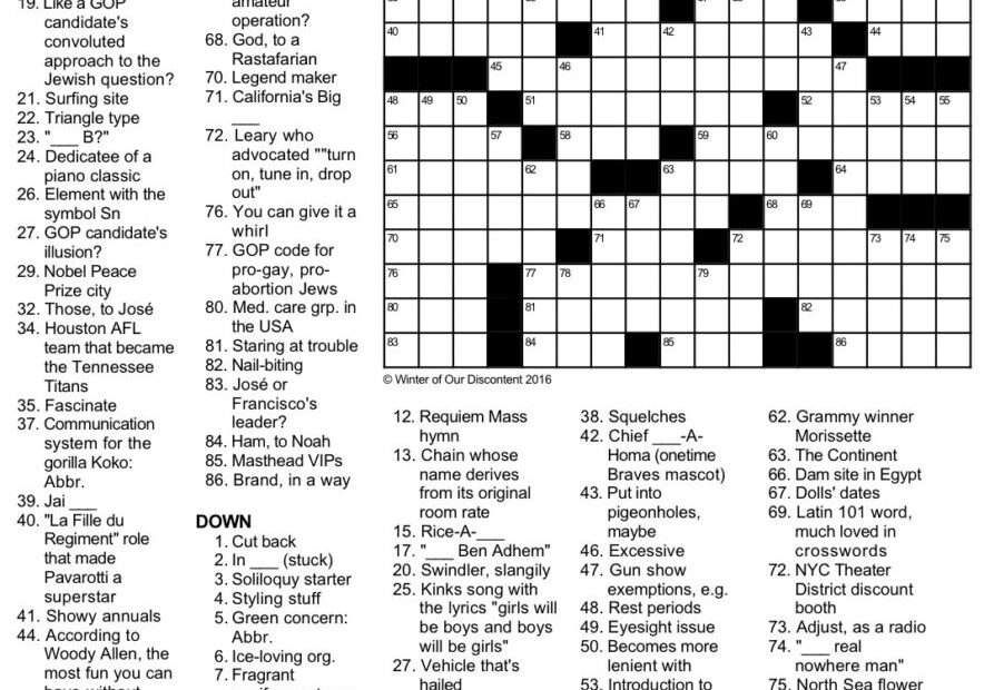 Printable Car Crossword Puzzles Free Crossword Puzzles Printable