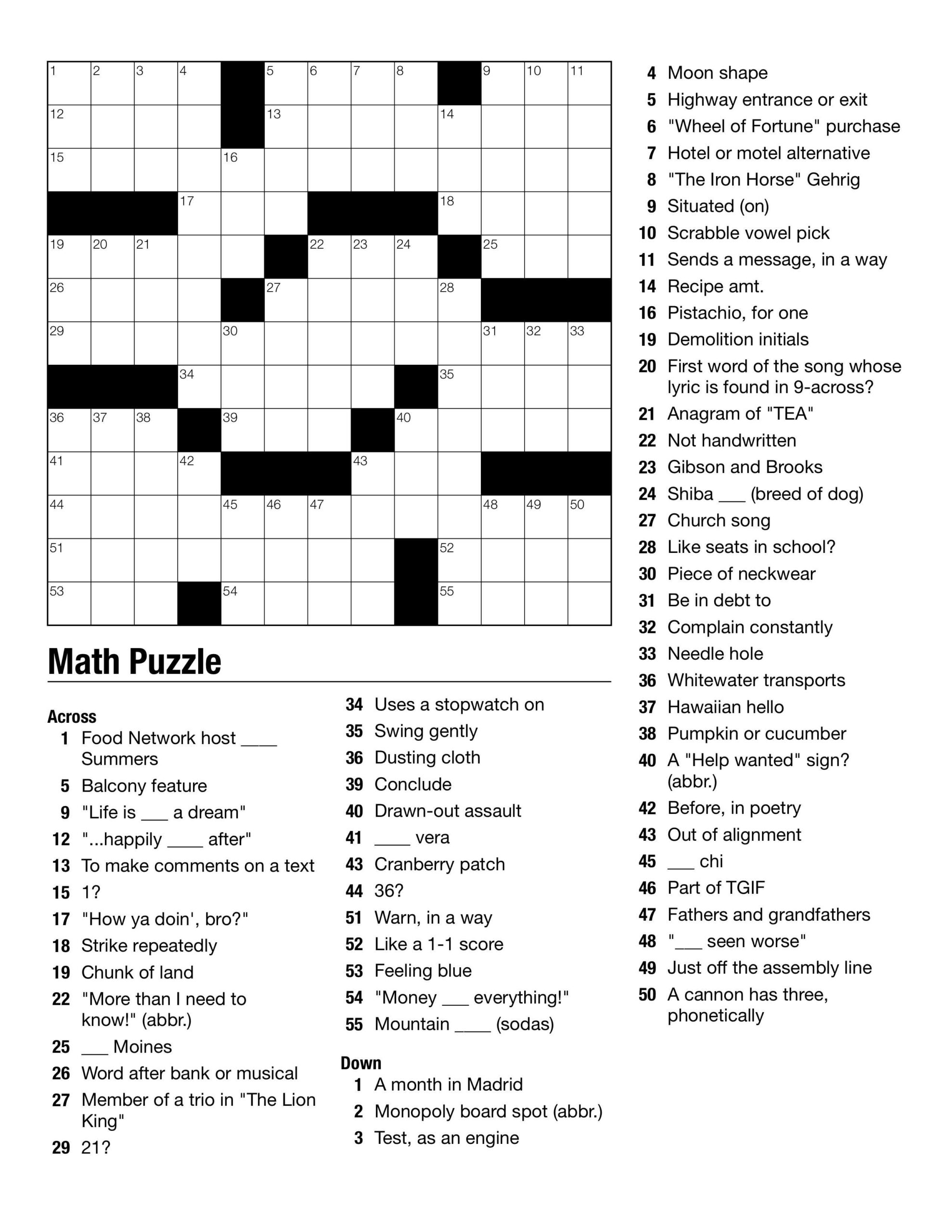Printable Cross Word Search Puzzles