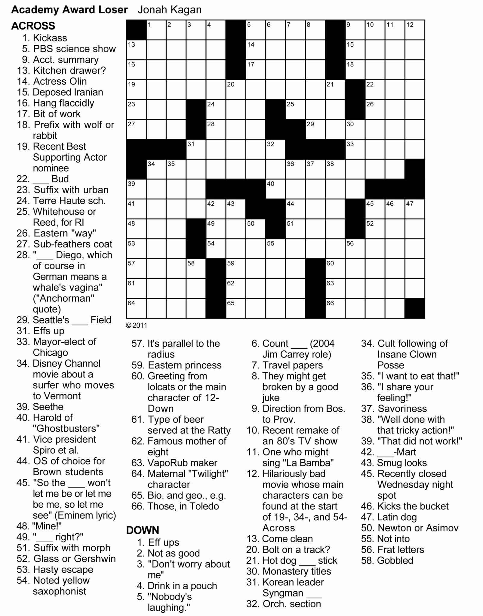 Printable Crossword Puzzles By Jacqueline Mathews Printable Crossword 