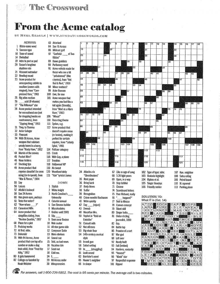 Printable Crossword Puzzles Merl Reagle Download Them Or Print Merl 