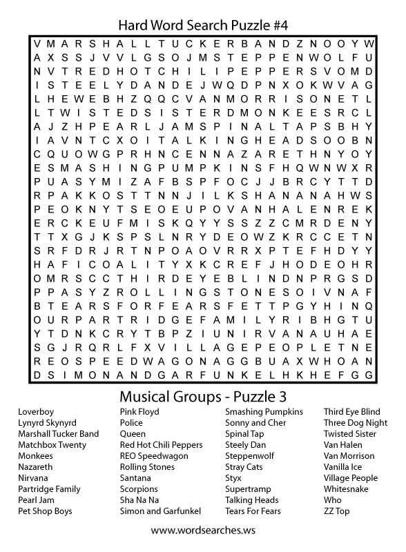 Printable Difficult Word Search