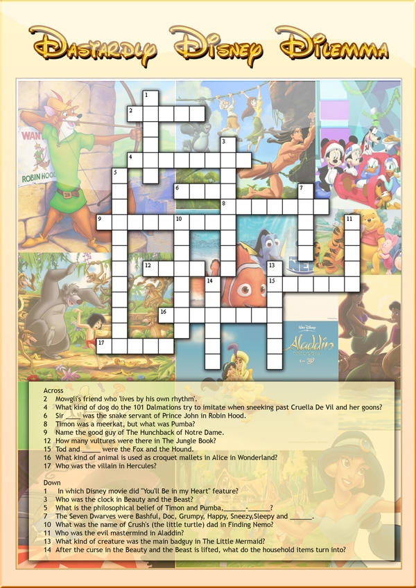 Printable Disney Crossword Puzzles