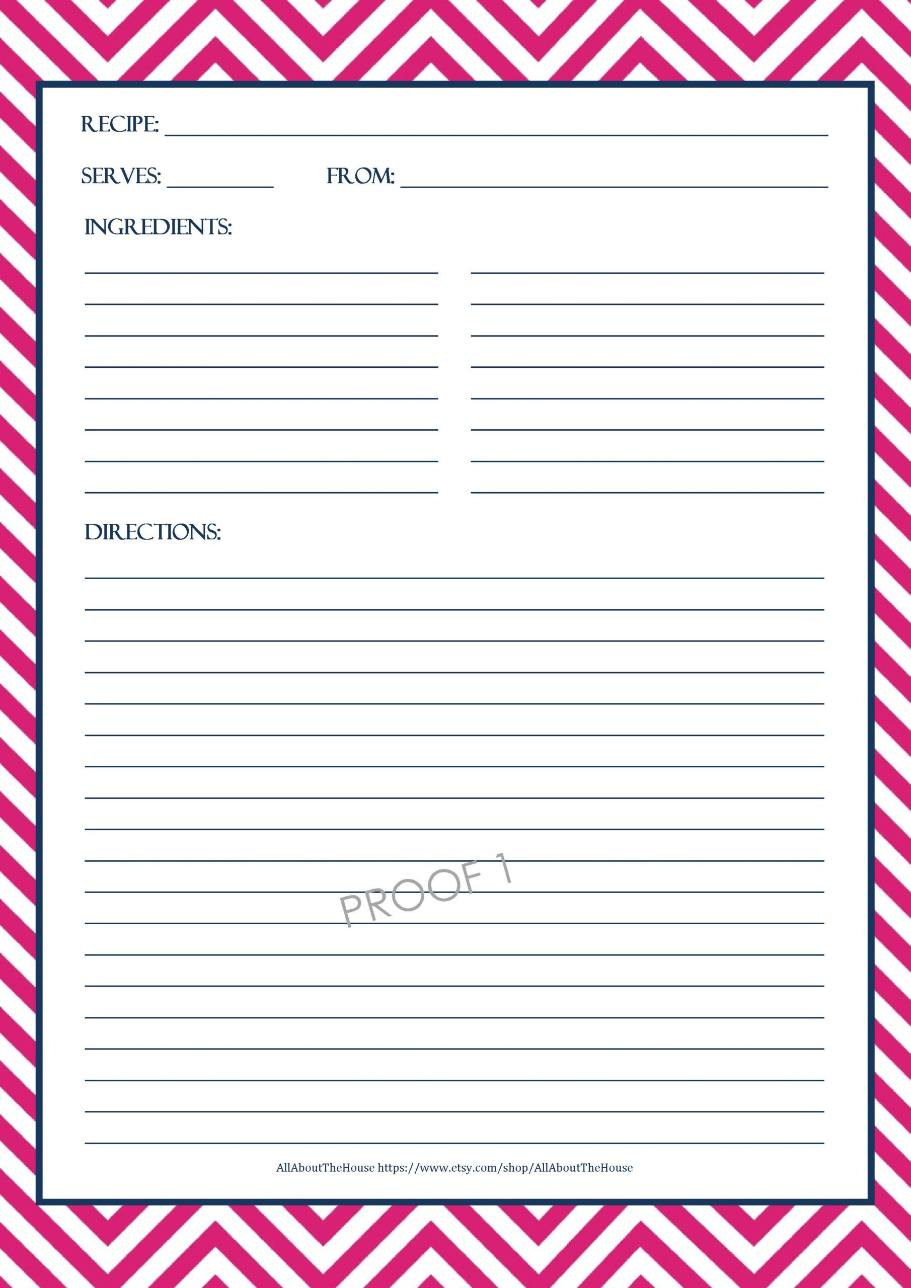 Printable Free Full Page Recipe Templates For Word Free Templates 