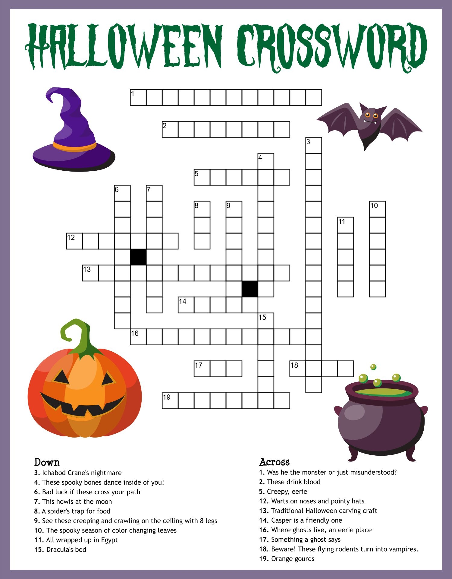 Printable Halloween Crossword Puzzles Word Searches Word Search Maker