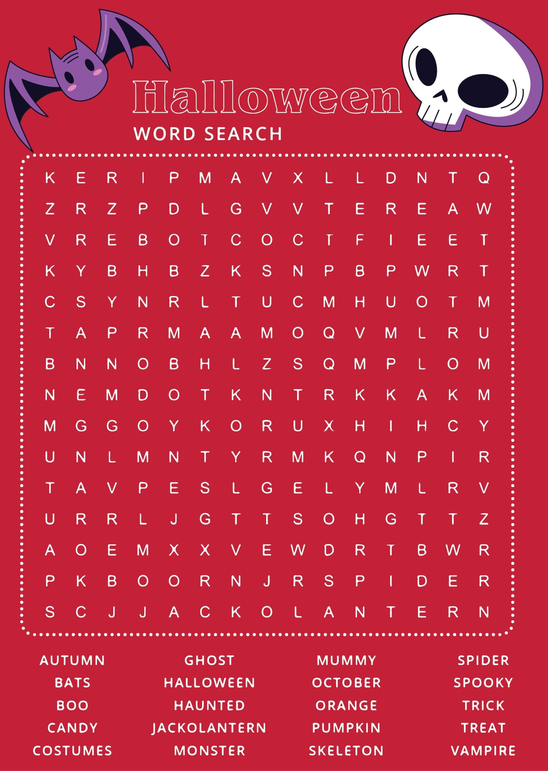 Printable Halloween Word Search First Grade Word Search Maker