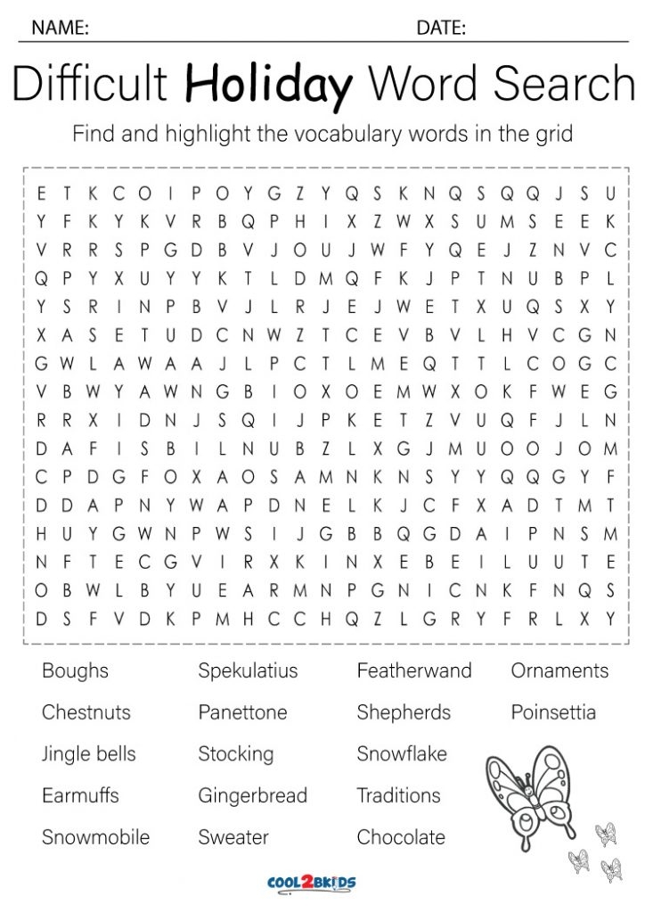 Printable Holiday Word Search Printable Word Searches