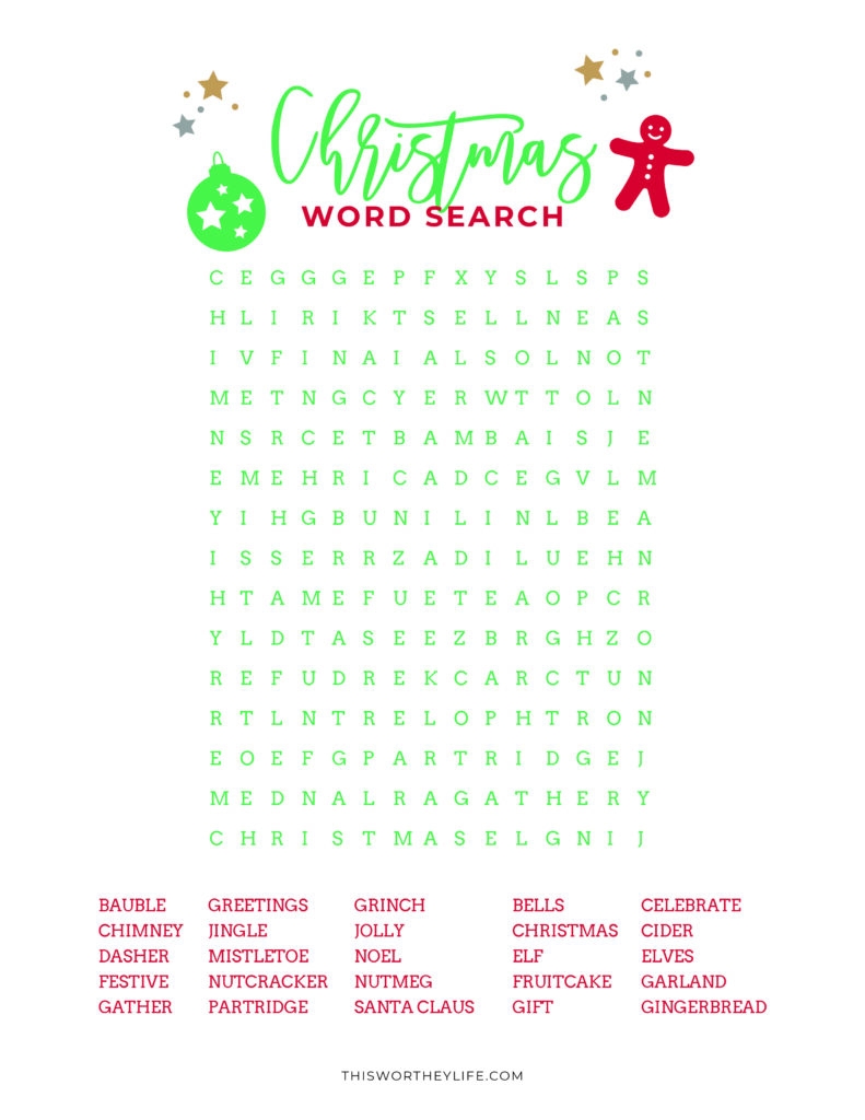 Printable Holiday Word Search Printable Word Searches