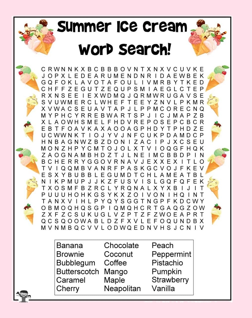 Printable Ice Cream Summer Word Search Puzzle Free Free Download And 