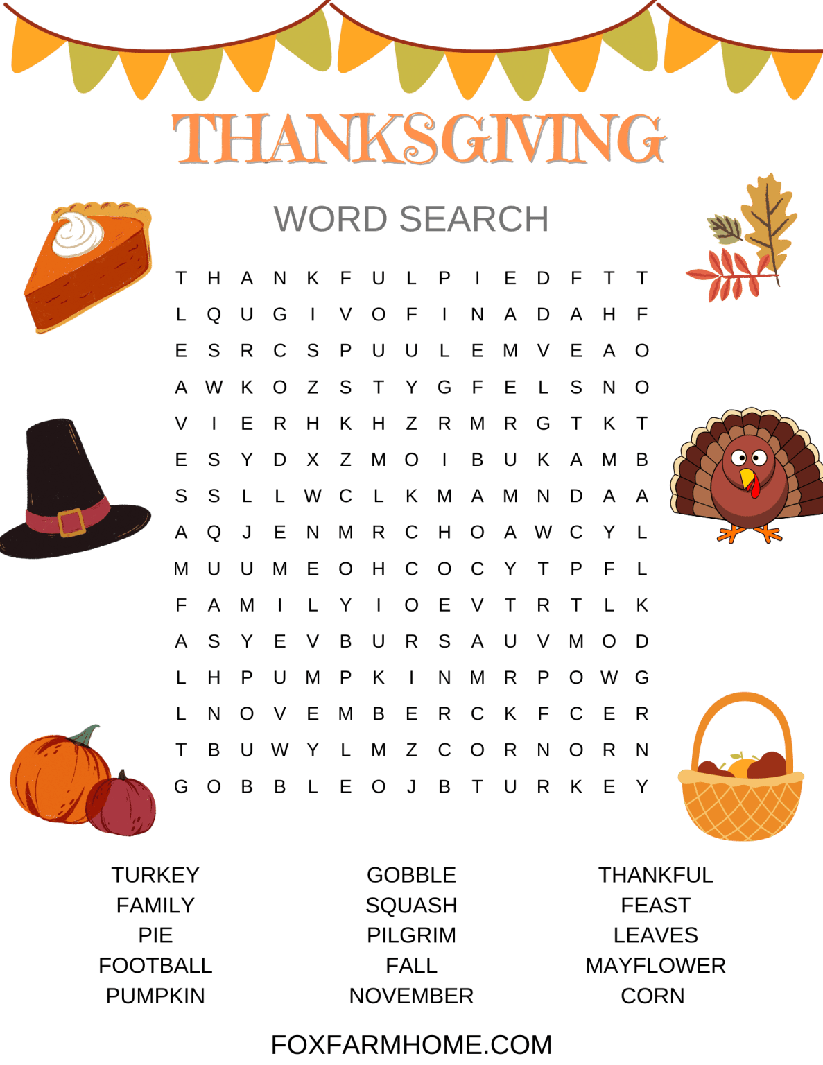 Printable Large Print Thanksgiving Word Search Word Search Maker