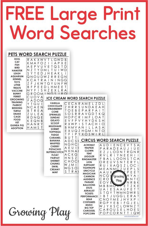 Printable Large Print Word Search Puzzles Printable Large Print Word Search Puzzles
