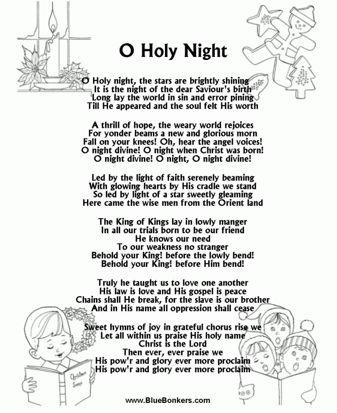 Printable Lyrics For Christmas Carols Printable Calendars AT A GLANCE