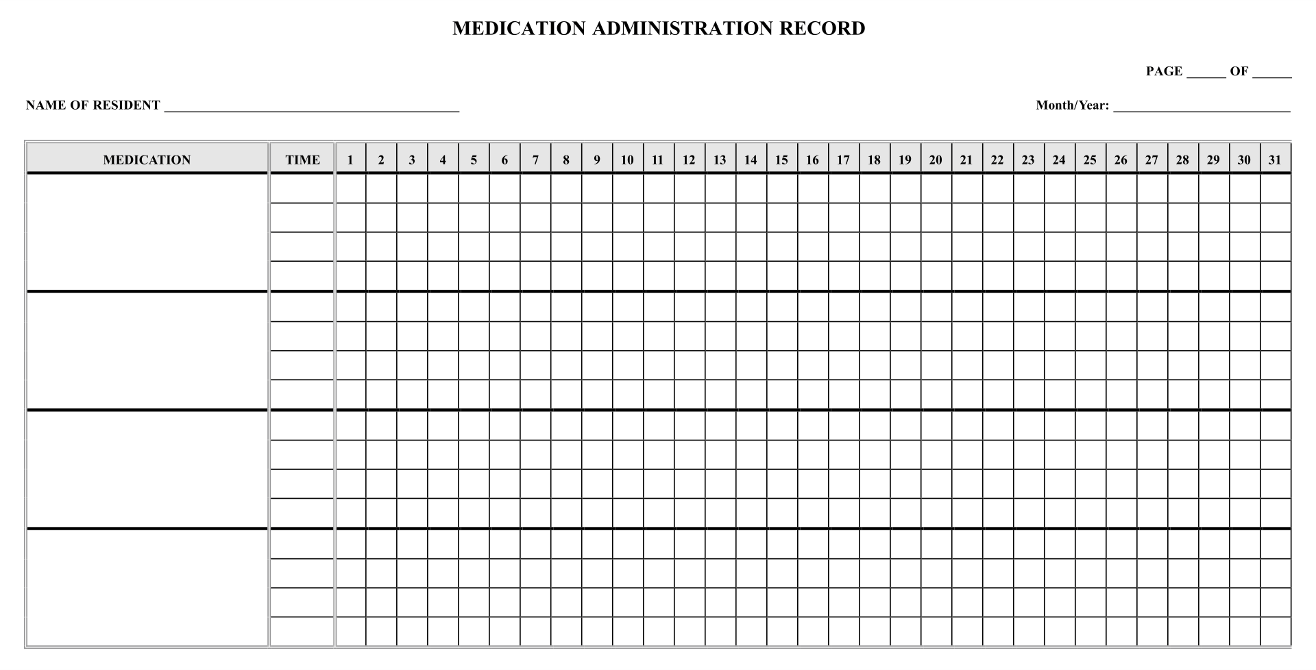 Printable Medication Administration Record Template Word Printable 