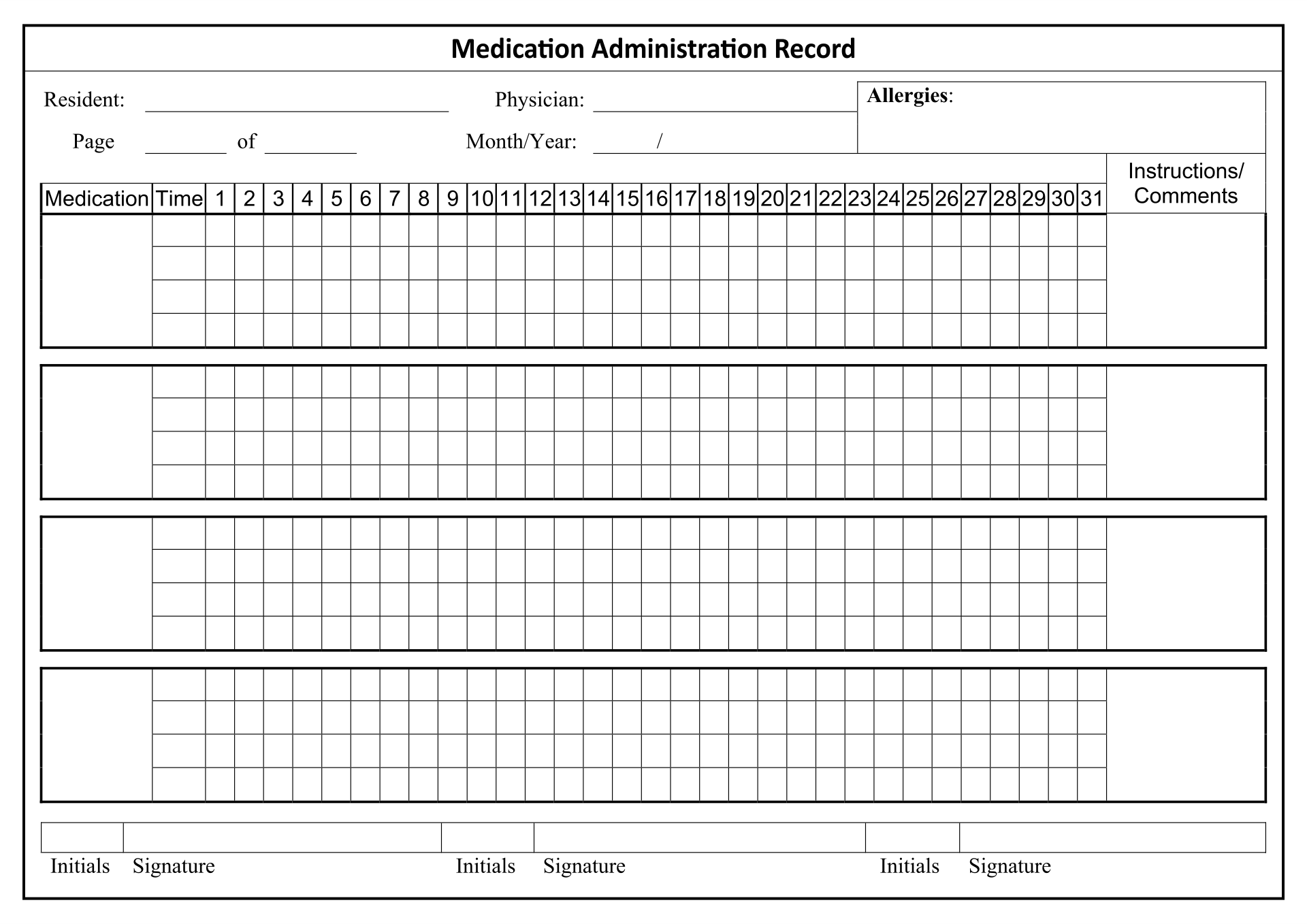Printable Medication Administration Record Template Word Printable 