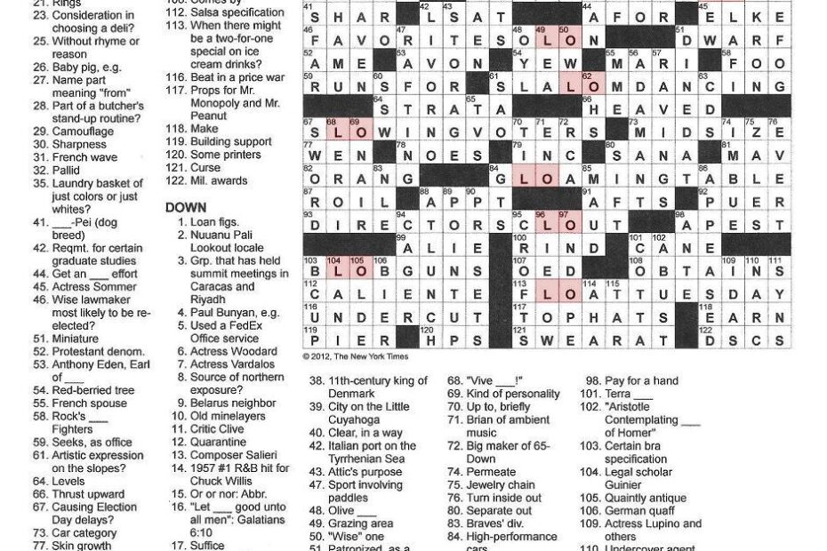 Printable New York Times Crossword Puzzle