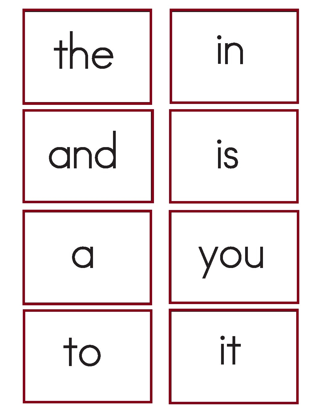 Printable Sight Words Cards Printable Sight Words Cards