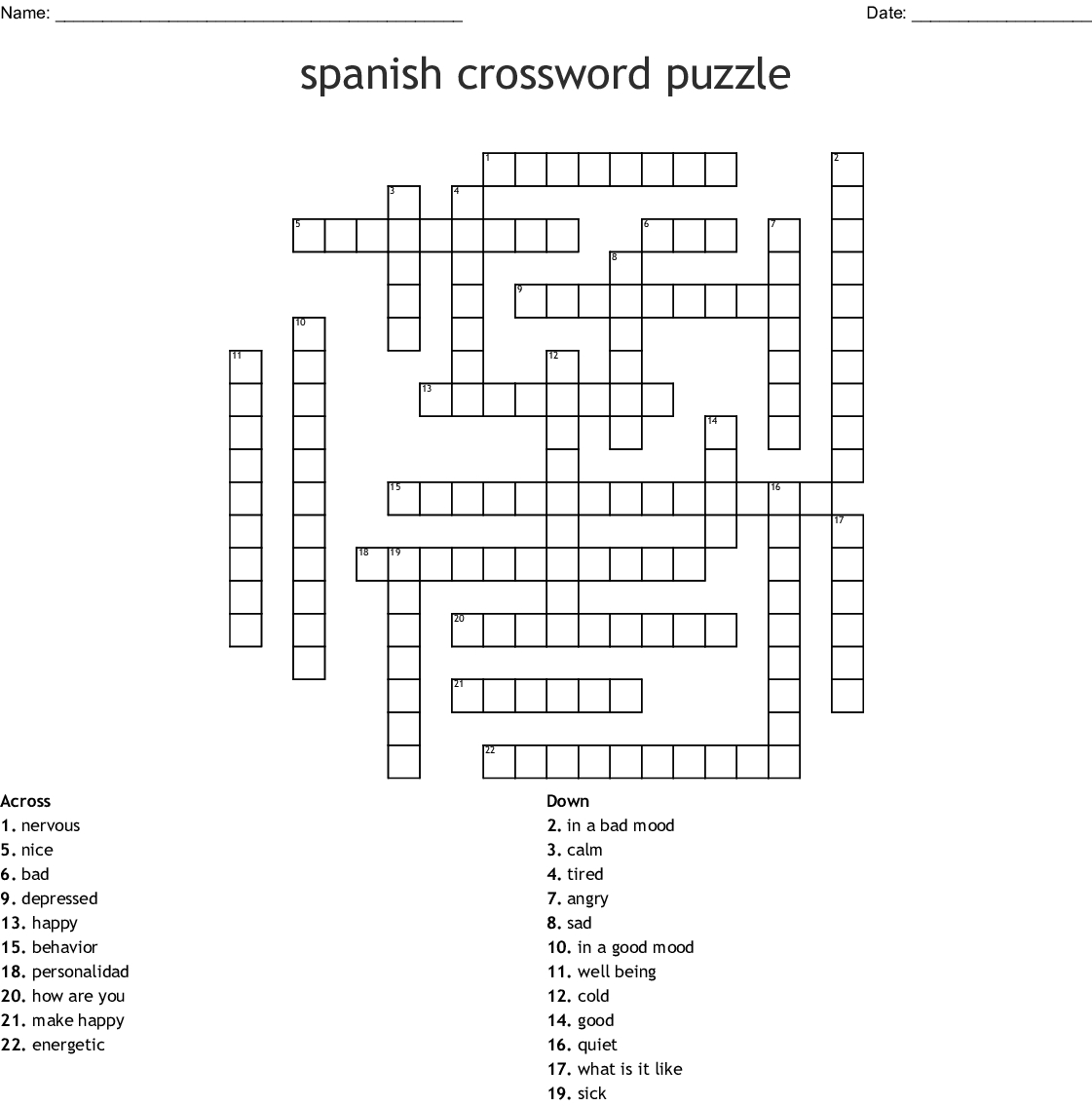 Printable Spanish Word Search Puzzles Word Search Printable