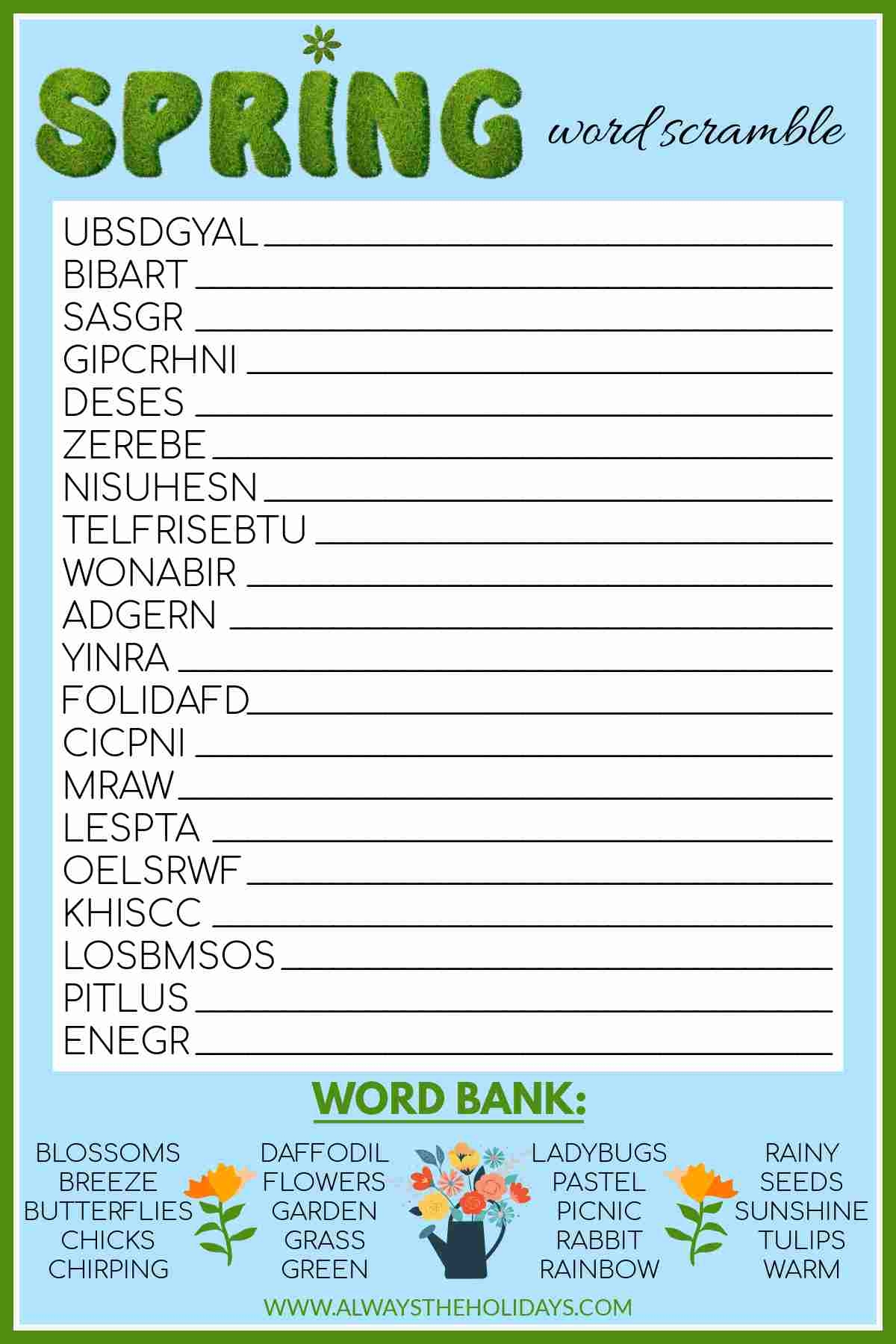 Printable Spring Word Search Adults Word Search Maker Printable Spring Word Search Adults Word Search Maker
