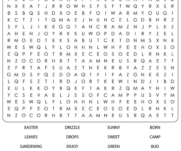 Printable Spring Word Search Adults Word Search Maker
