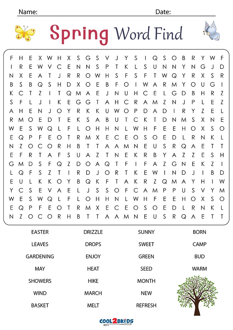 Printable Spring Word Search Adults Word Search Maker