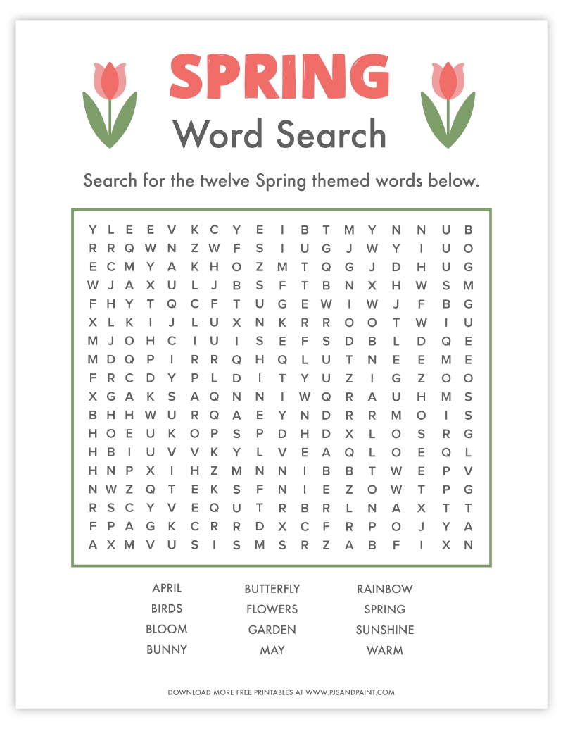 Printable Spring Word Search Adults Word Search Maker Printable Spring Word Search Adults Word Search Maker